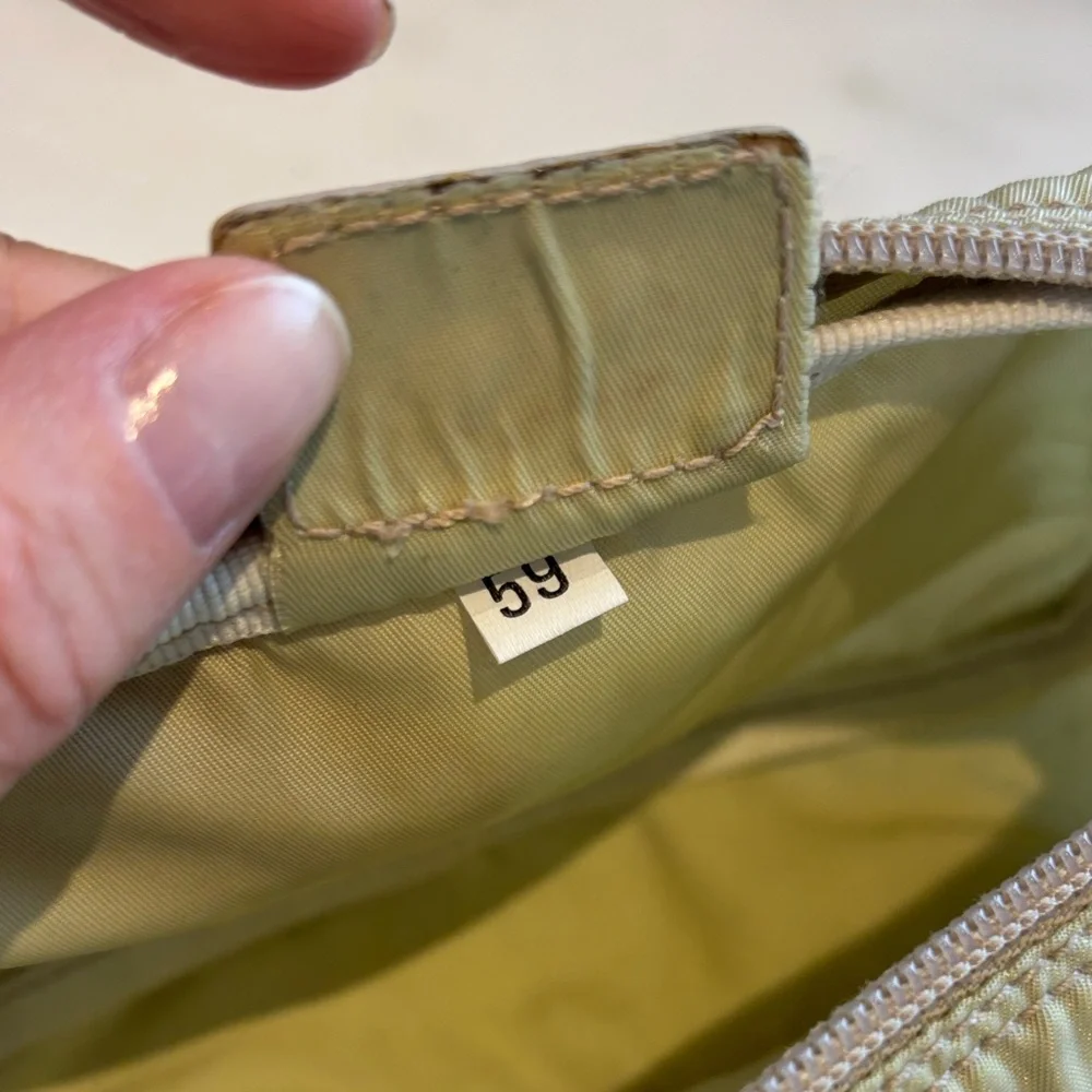 Prada Olive Nylon Triangular Logo Pouch